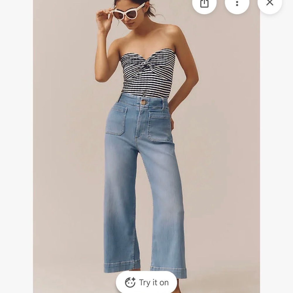 The Colette Crop High-Rise Wide Leg Jeans by Maeve